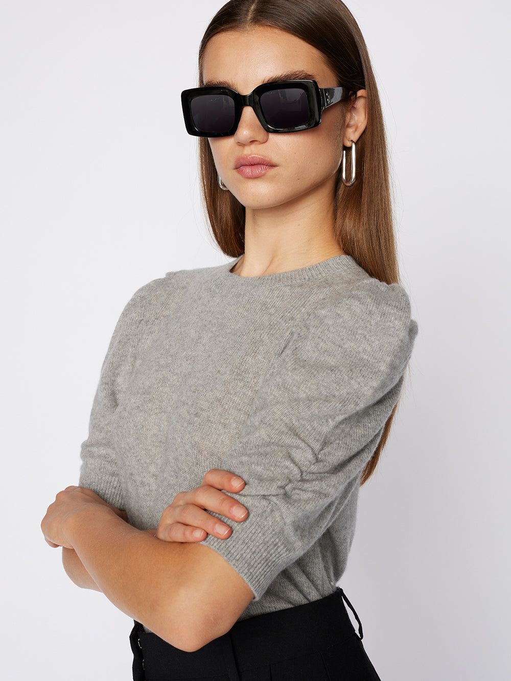 Frankie Cashmere Crew -- Gris Heather sold by Frame Denim product image thumbnail 3