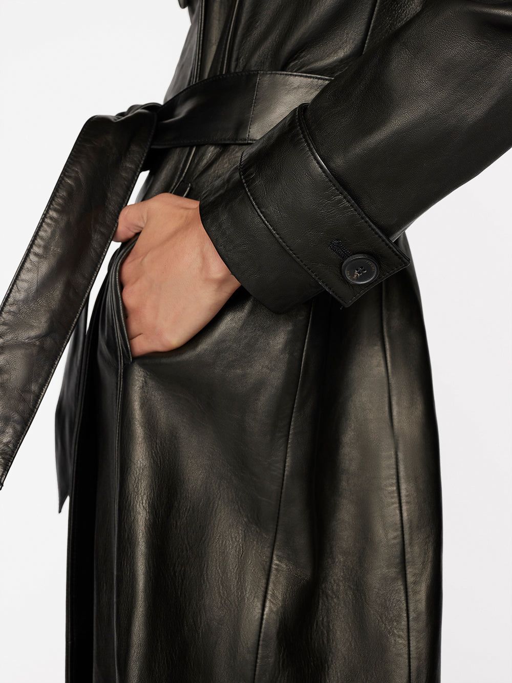 Leather Trench -- Noir sold by Frame Denim product image thumbnail 4