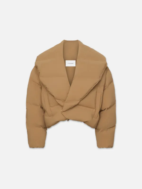 Cropped Shawl Puffer -- Camel made by Frame Denim