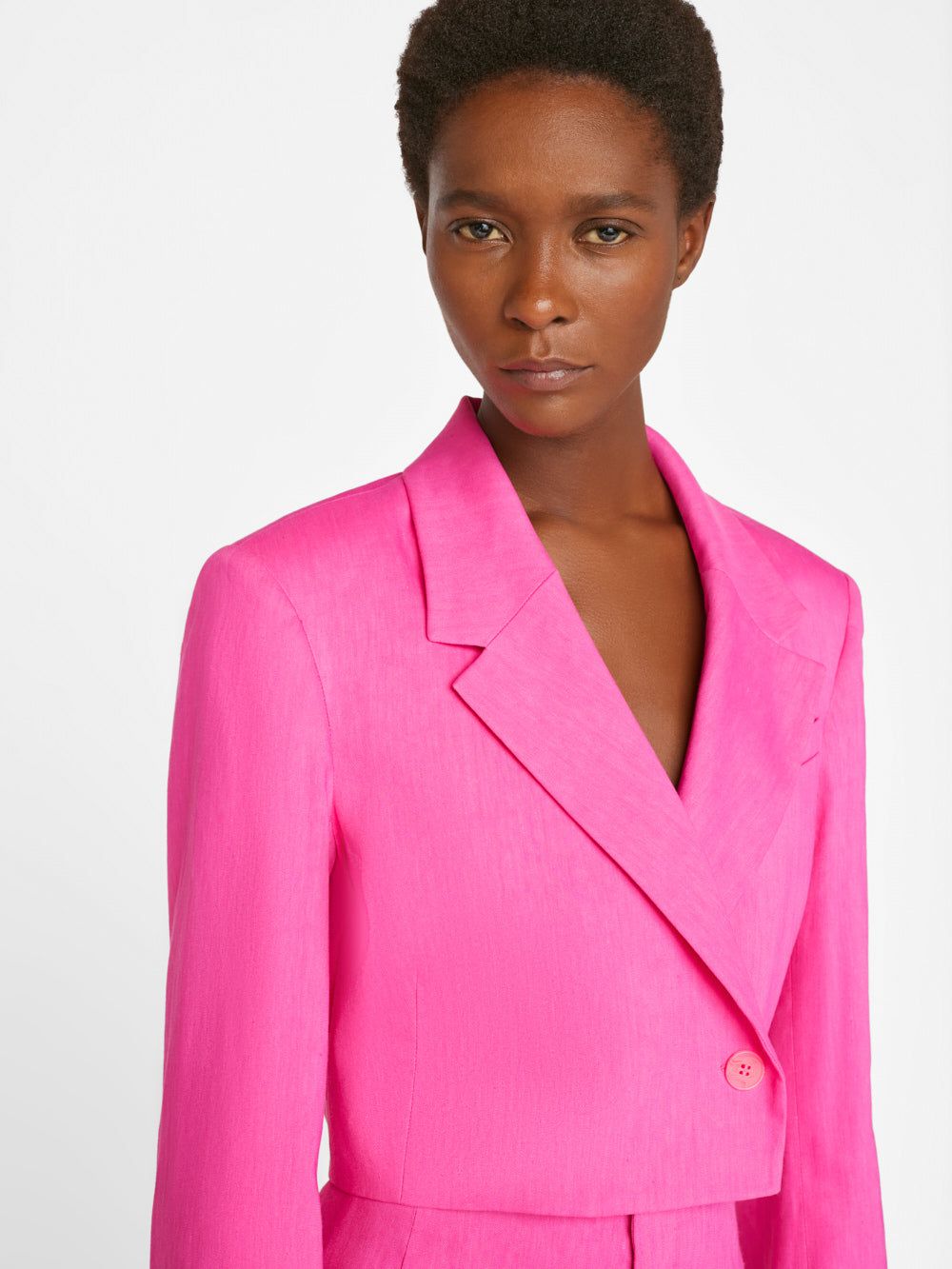 Cropped Strong Shoulder Blazer -- Flamingo sold by Frame Denim product image thumbnail 4