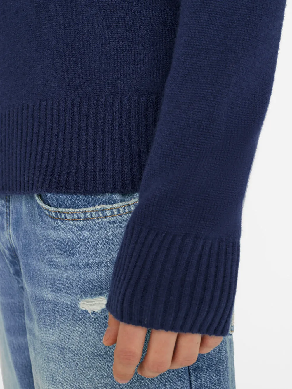 Lightweight Cashmere Sweater -- Navy sold by Frame Denim product image thumbnail 4