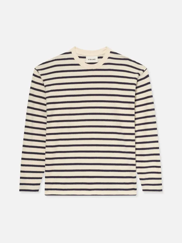 Long Sleeve Relaxed Striped Tee -- Dark Navy Stripe sold by Frame Denim