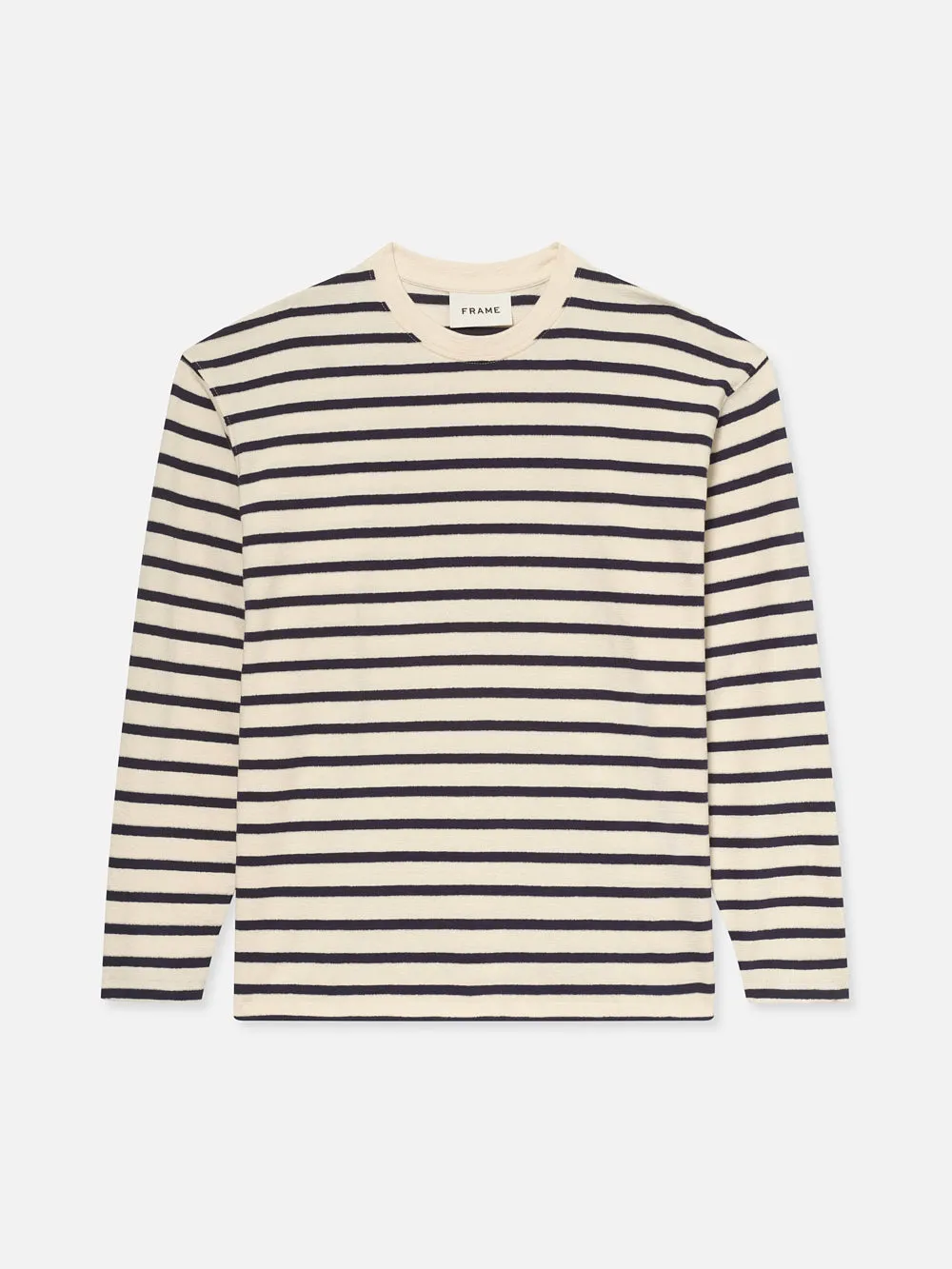 Long Sleeve Relaxed Striped Tee -- Dark Navy Stripe sold by Frame Denim
