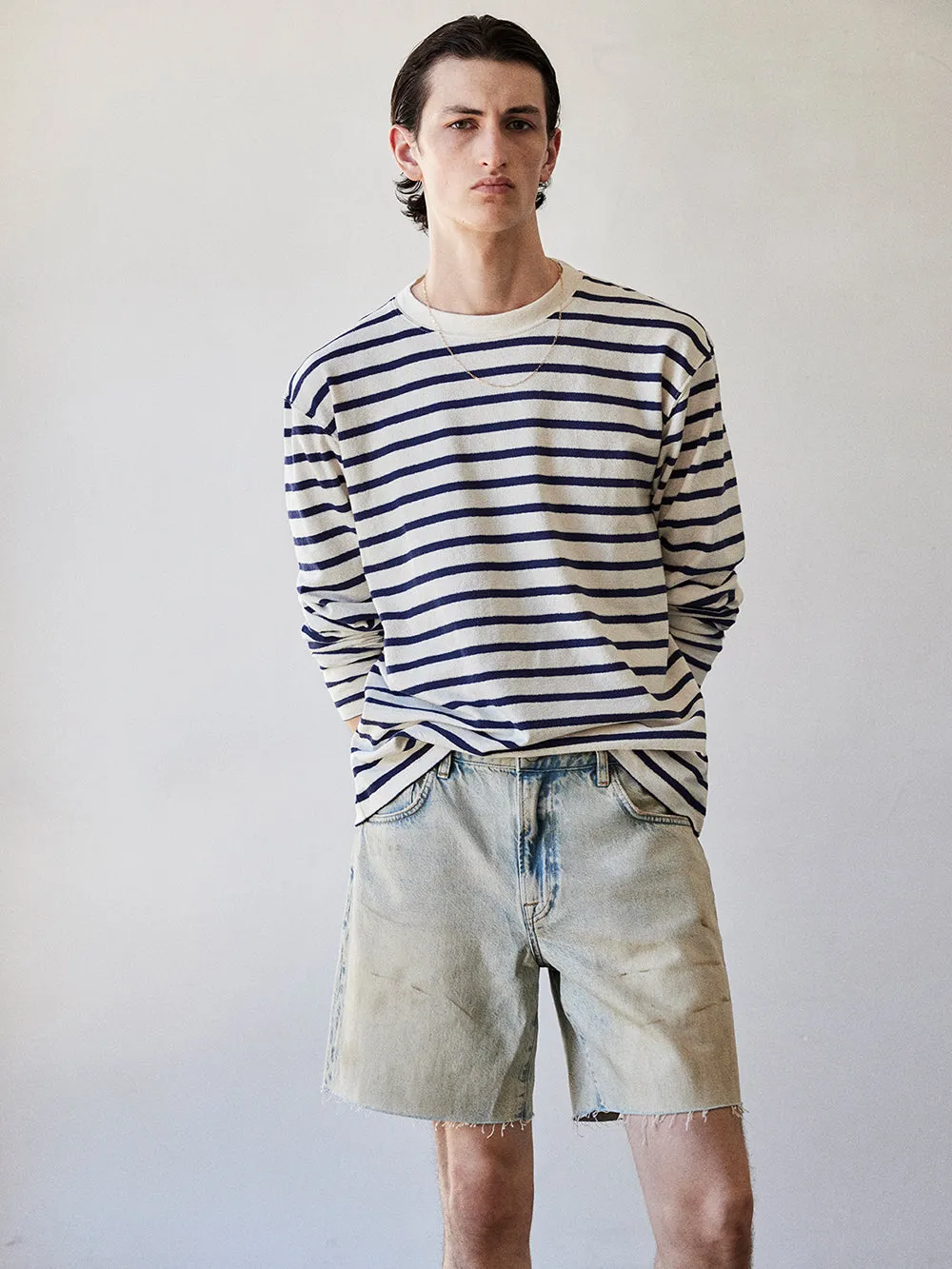 Long Sleeve Relaxed Striped Tee -- Dark Navy Stripe sold by Frame Denim product image thumbnail 2