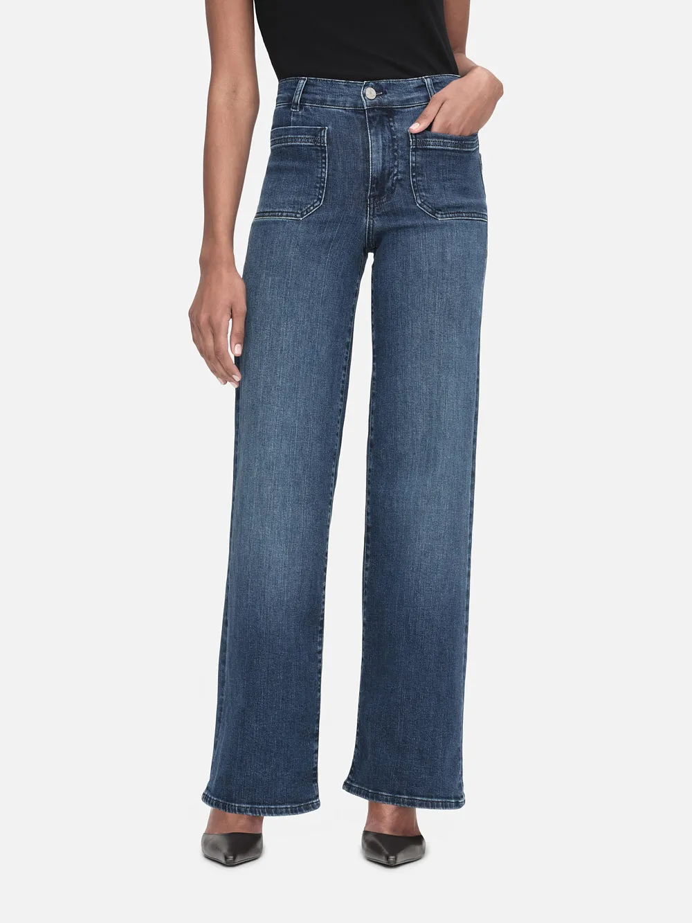 Le Slim Palazzo Bardot Pocket -- Thunderstorm sold by Frame Denim product image thumbnail 2