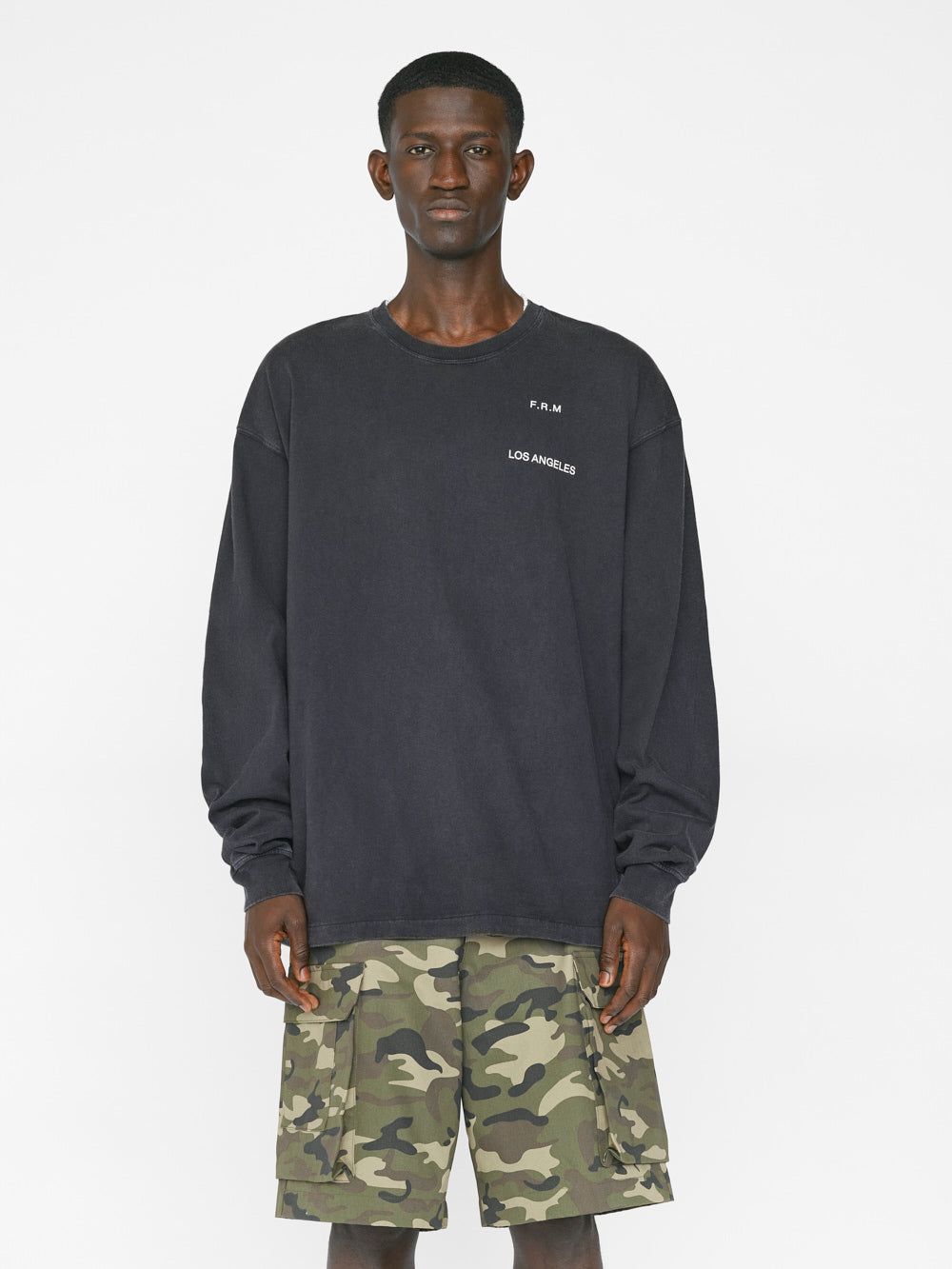 Faded Washed Long Sleeve Tee -- Faded Black sold by Frame Denim product image thumbnail 3