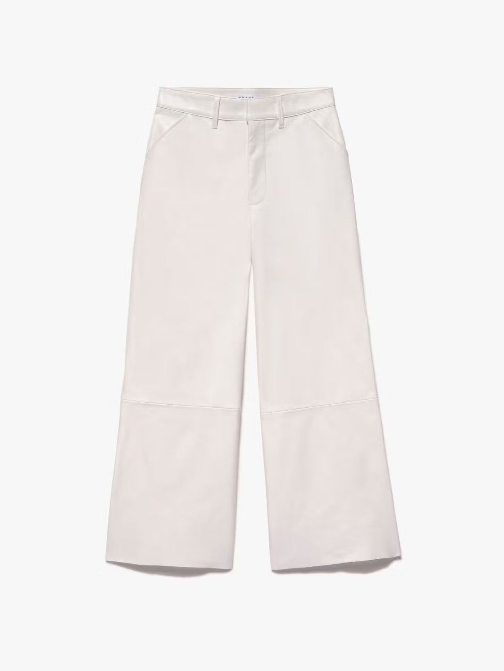 Wide Leg Crop Leather Trouser -- Bone sold by Frame Denim