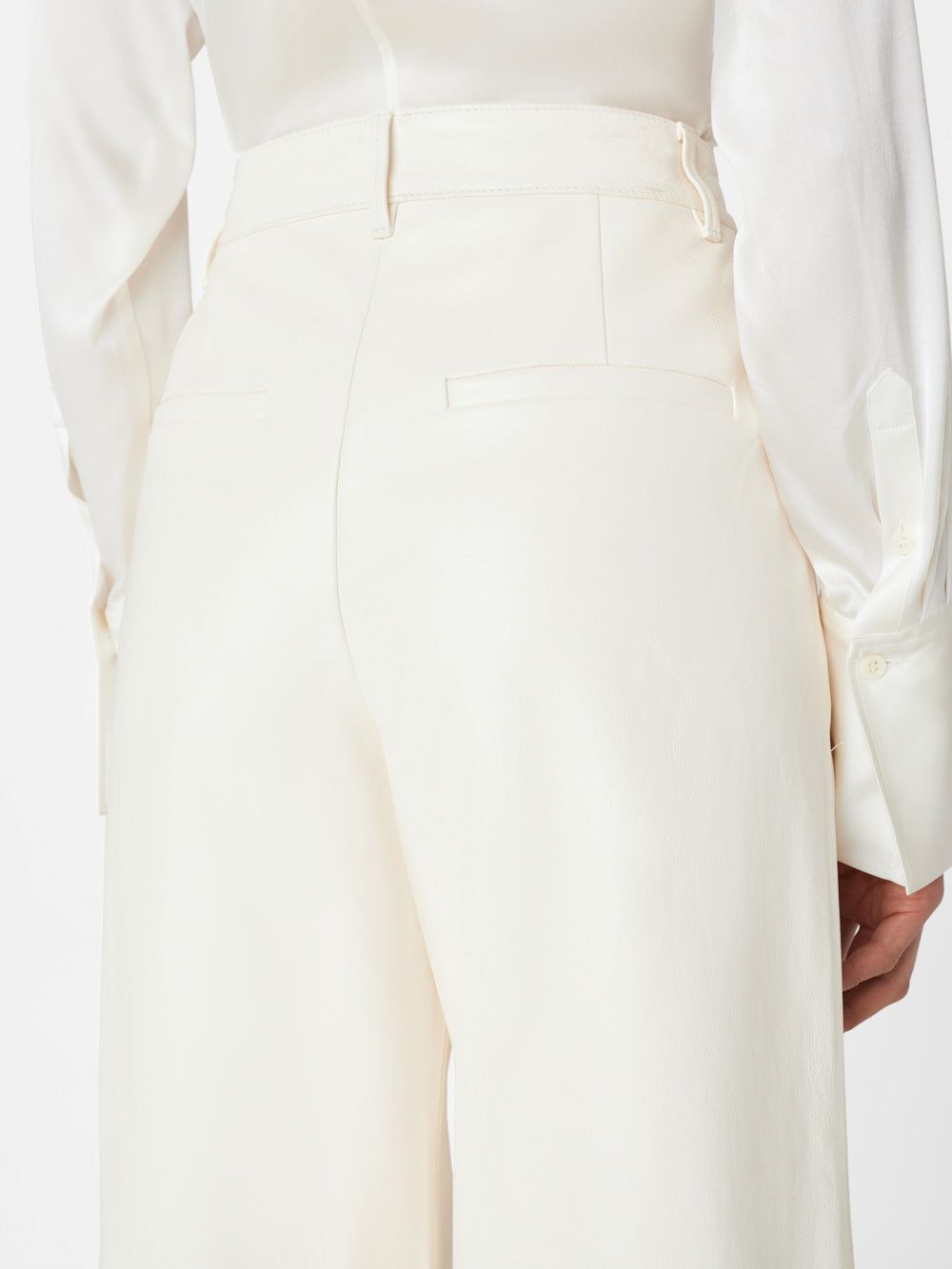 Wide Leg Crop Leather Trouser -- Bone sold by Frame Denim product image thumbnail 5