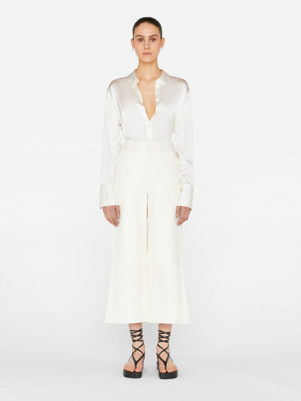 Wide Leg Crop Leather Trouser -- Bone sold by Frame Denim product image thumbnail 3