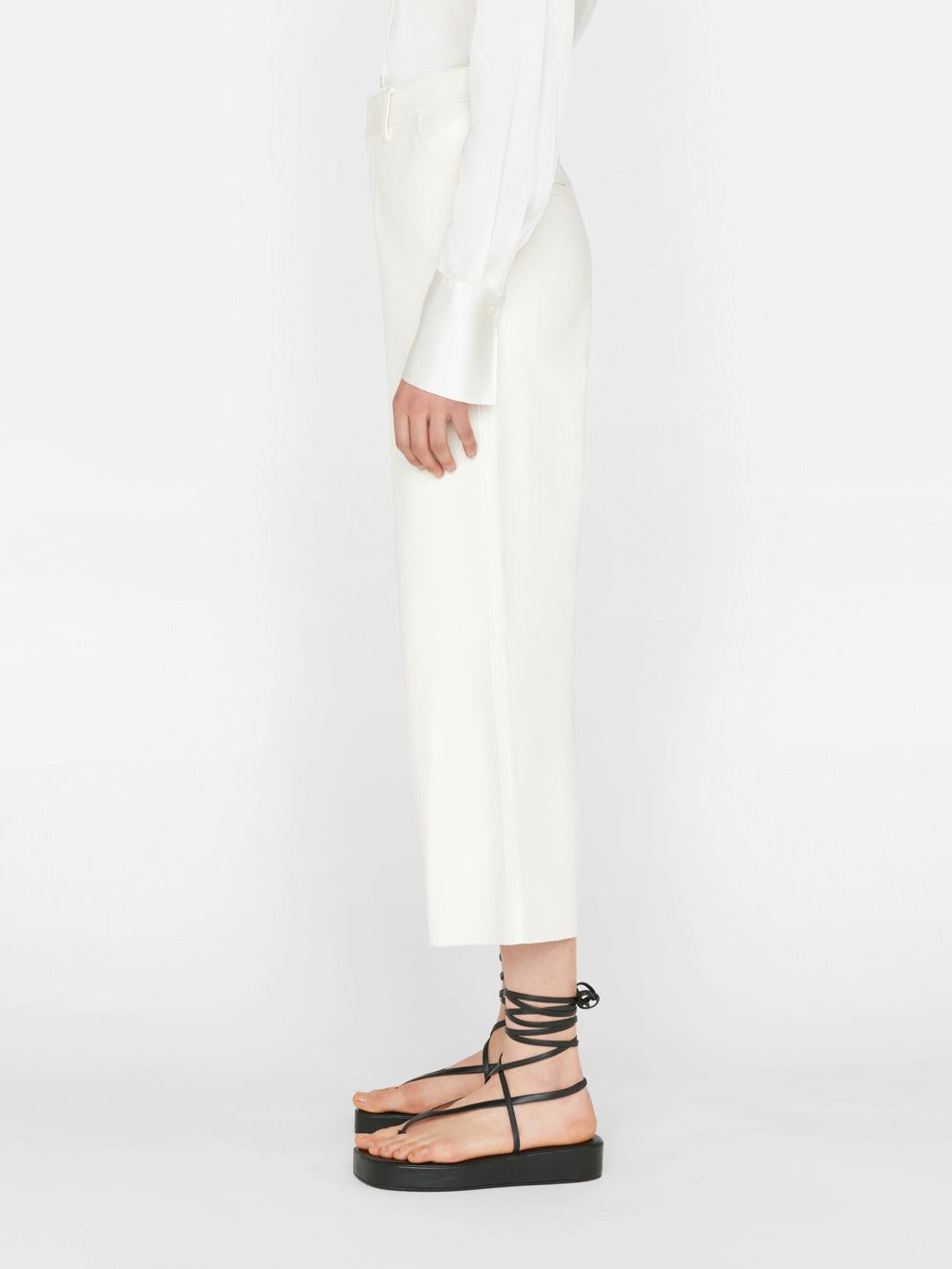Wide Leg Crop Leather Trouser -- Bone sold by Frame Denim product image thumbnail 6