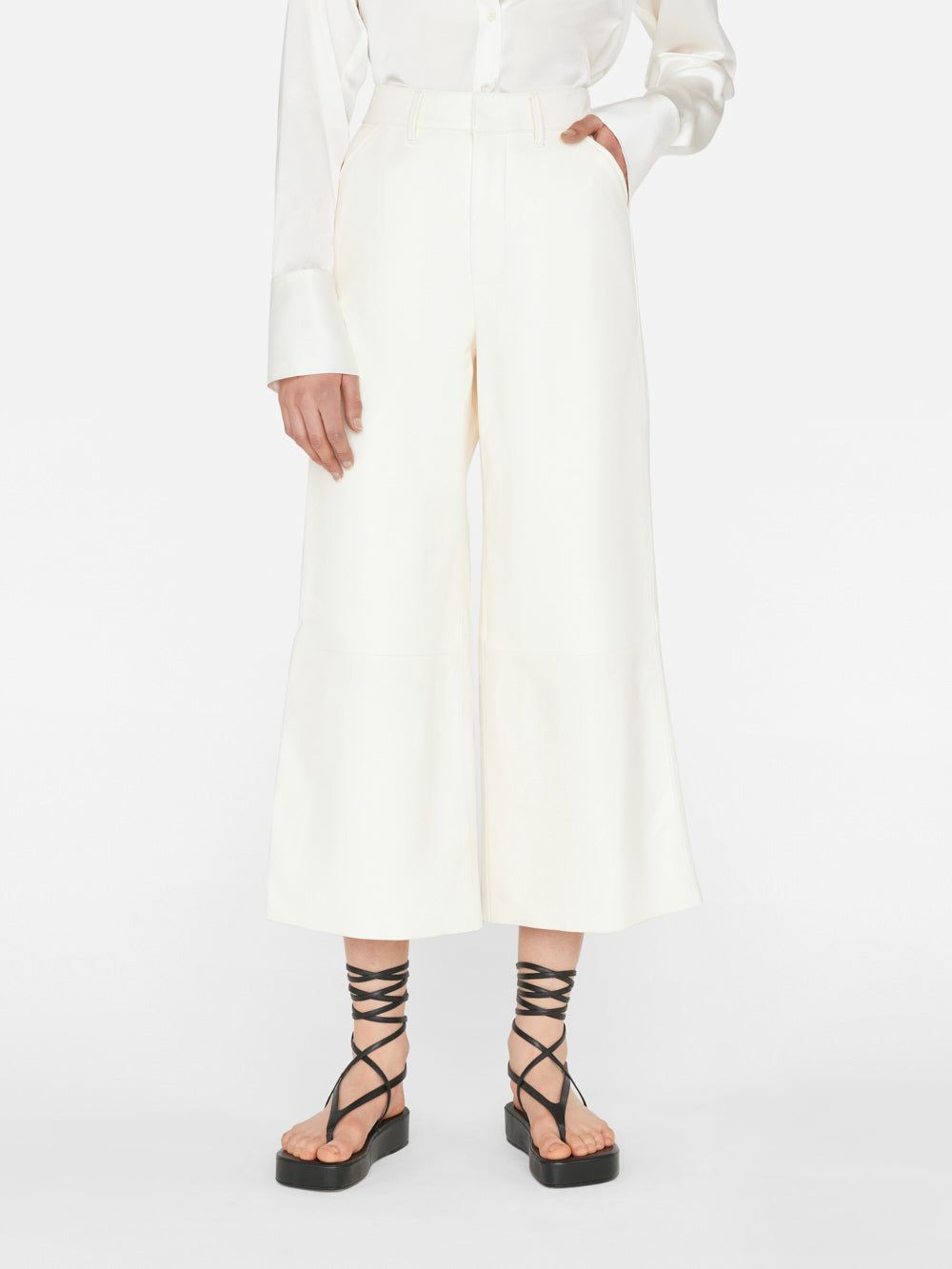 Wide Leg Crop Leather Trouser -- Bone sold by Frame Denim product image thumbnail 2