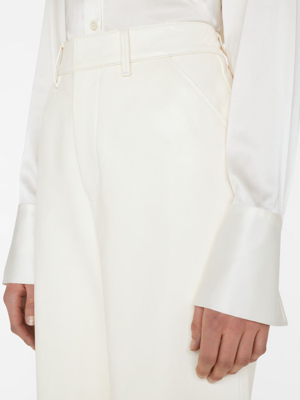 Wide Leg Crop Leather Trouser -- Bone sold by Frame Denim product image thumbnail 4