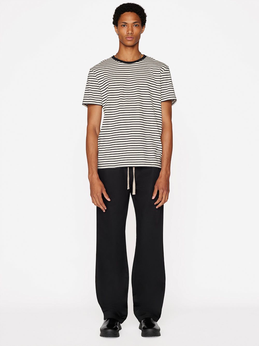 Frame Stripe Tee -- Off White/Noir Multi sold by Frame Denim