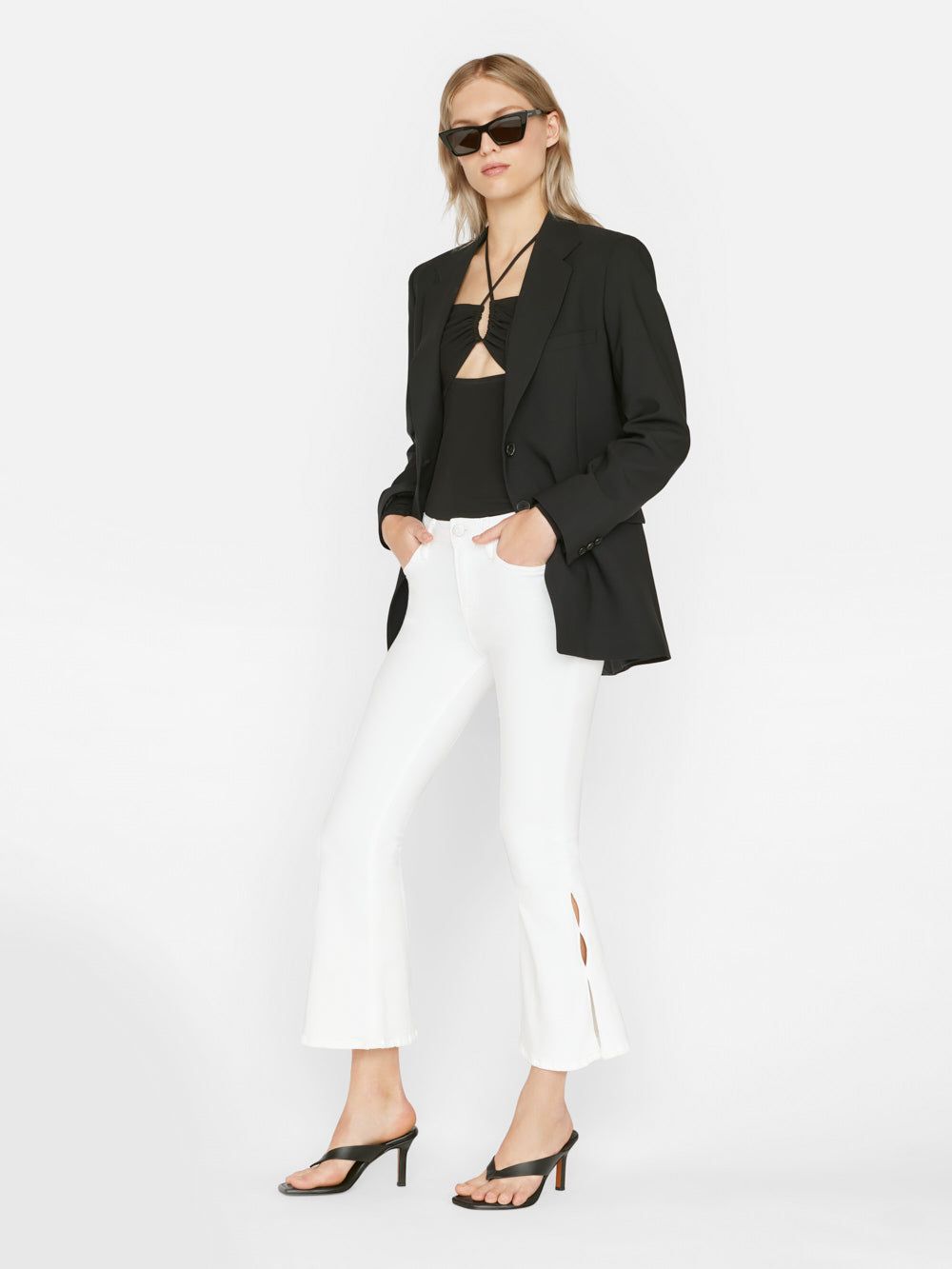 Le Crop Flare Mini Slits -- Blanc sold by Frame Denim product image thumbnail 3
