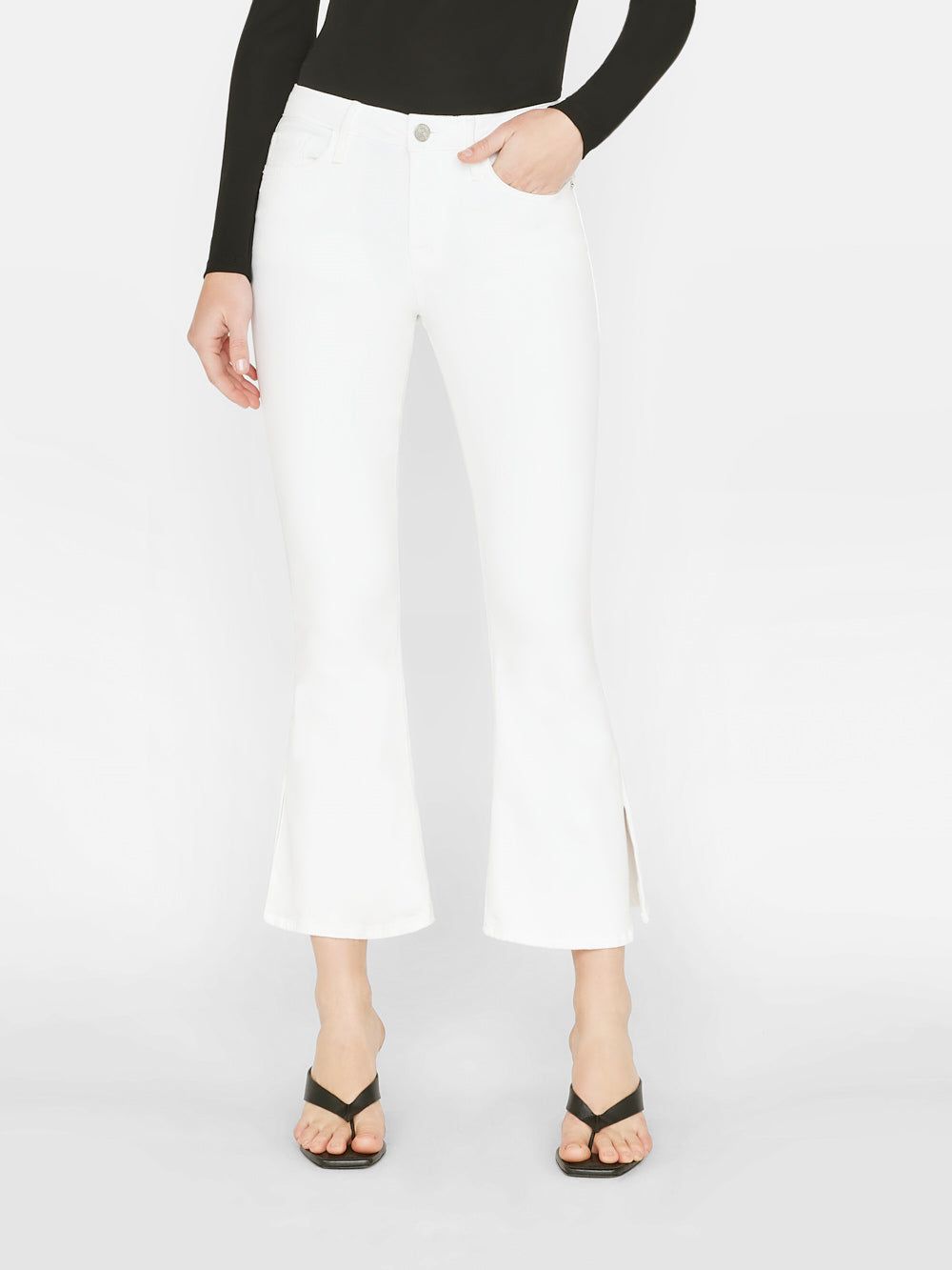 Le Crop Flare Mini Slits -- Blanc sold by Frame Denim product image thumbnail 2