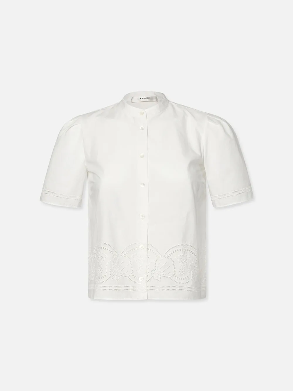 Embroidered Short Sleeve Shirt -- White sold by Frame Denim