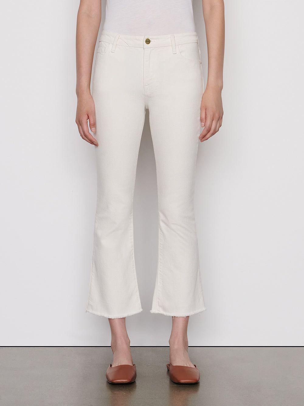 Le Crop Mini Boot Raw Fray -- Au Natural sold by Frame Denim