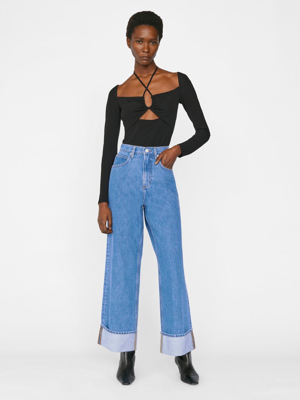 Rolled High Rise Wide Leg -- Meadow sold by Frame Denim product image thumbnail 3
