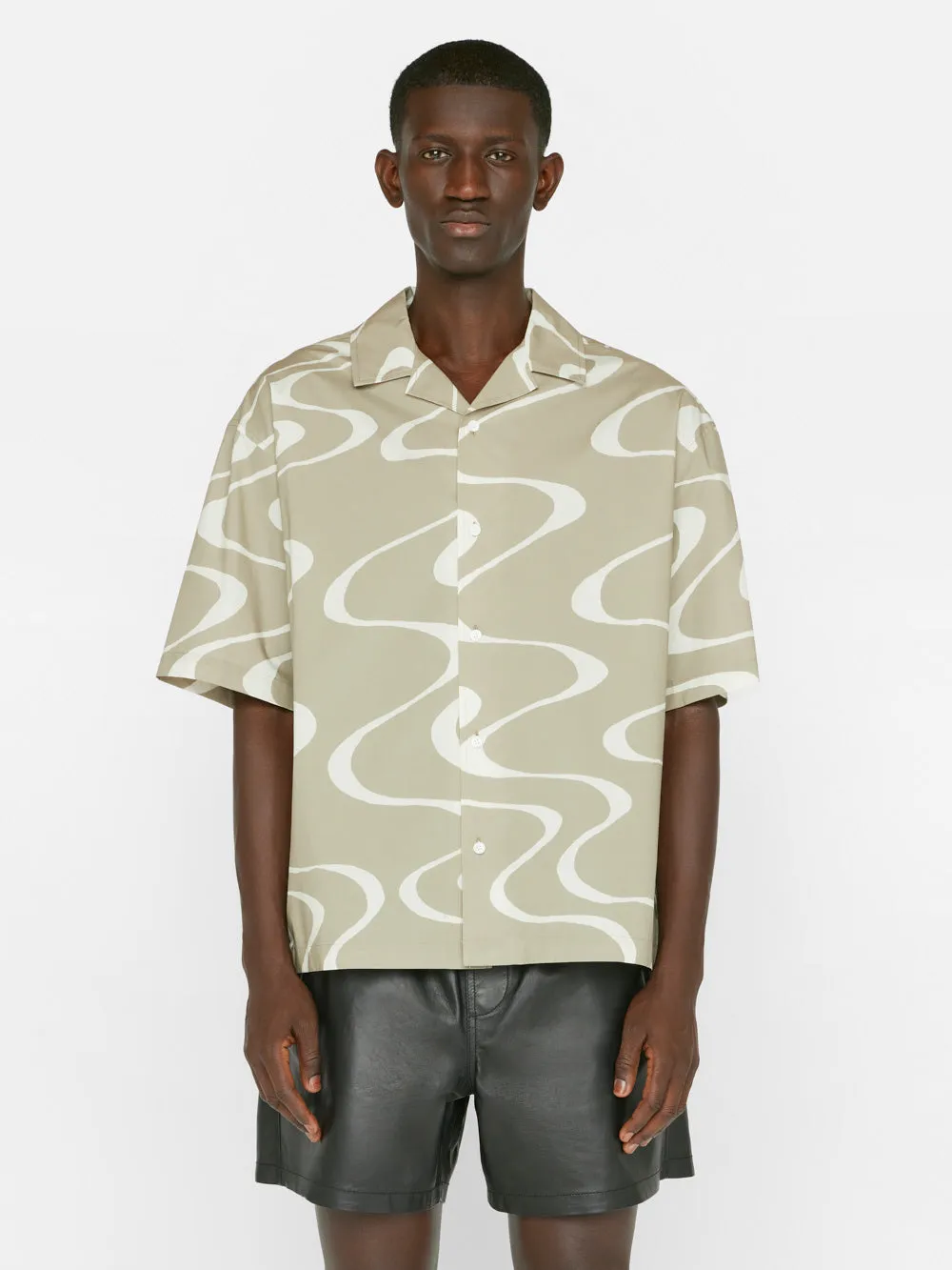 Abstract Wave Graphic Shirt -- Sand Beige Print sold by Frame Denim product image thumbnail 3