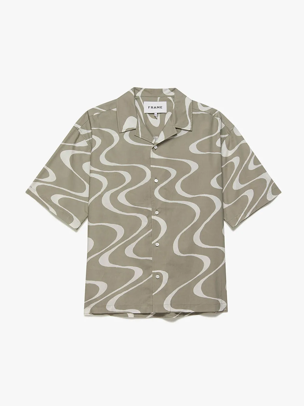 Abstract Wave Graphic Shirt -- Sand Beige Print sold by Frame Denim