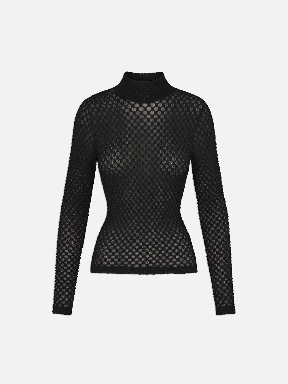Mesh Lace Turtleneck -- Noir sold by Frame Denim