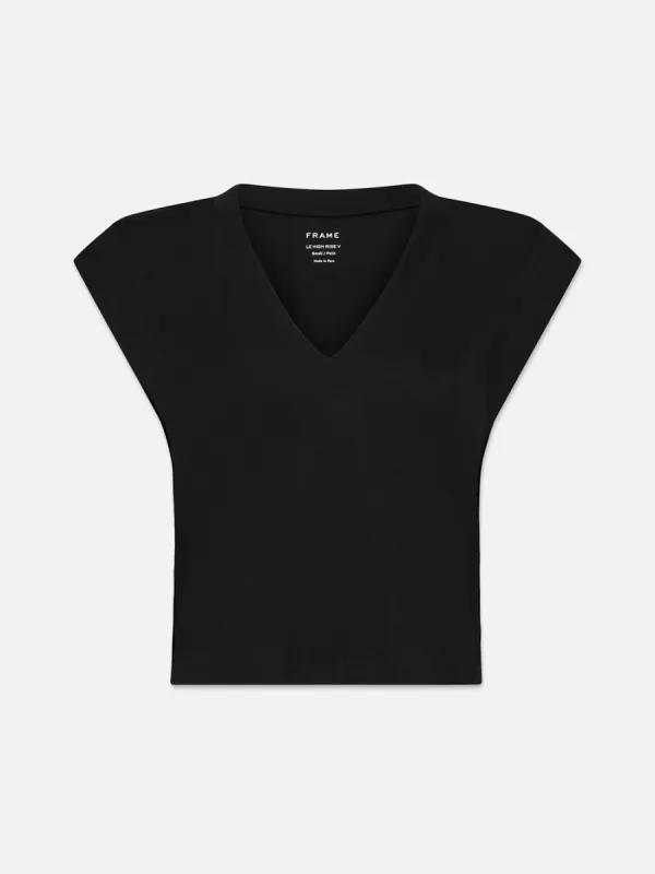 Le High Rise V Neck Tee -- Noir sold by Frame Denim