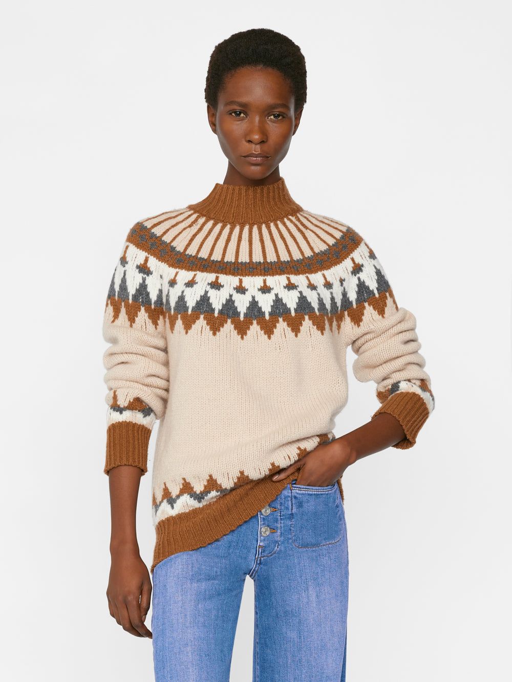 Fair Isle Turtleneck -- Oatmeal Heather Multi sold by Frame Denim