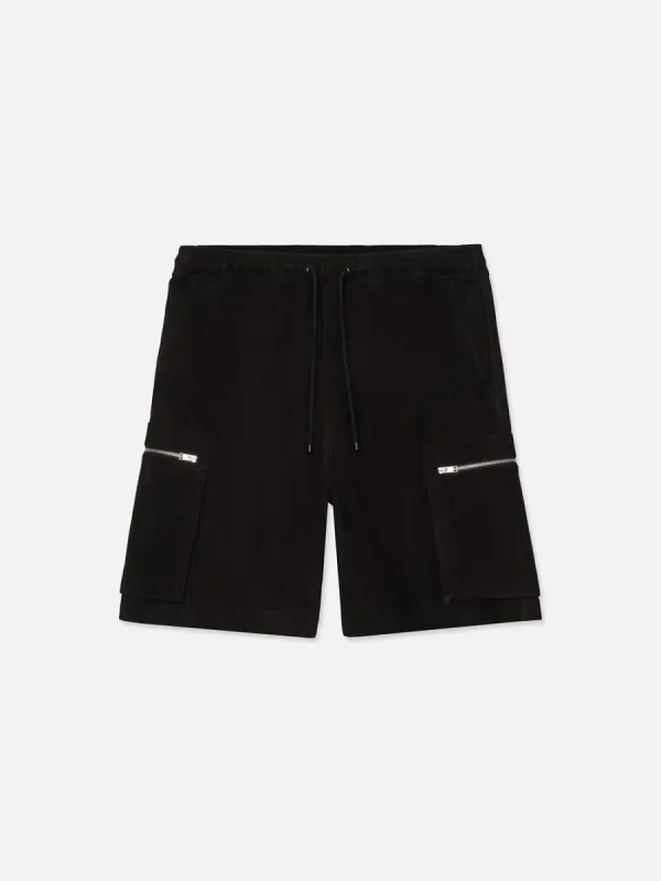 Suede Cargo Shorts -- Black made by Frame Denim
