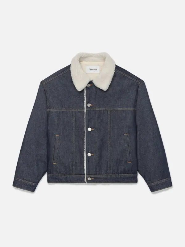 Oversized Shearling Denim Jacket -- Fort Bay made by Frame Denim