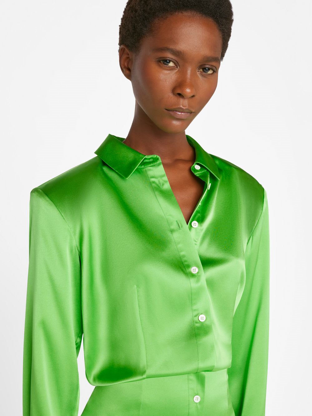 Strong Shoulder Mini Dress -- Bright Peridot sold by Frame Denim product image thumbnail 3