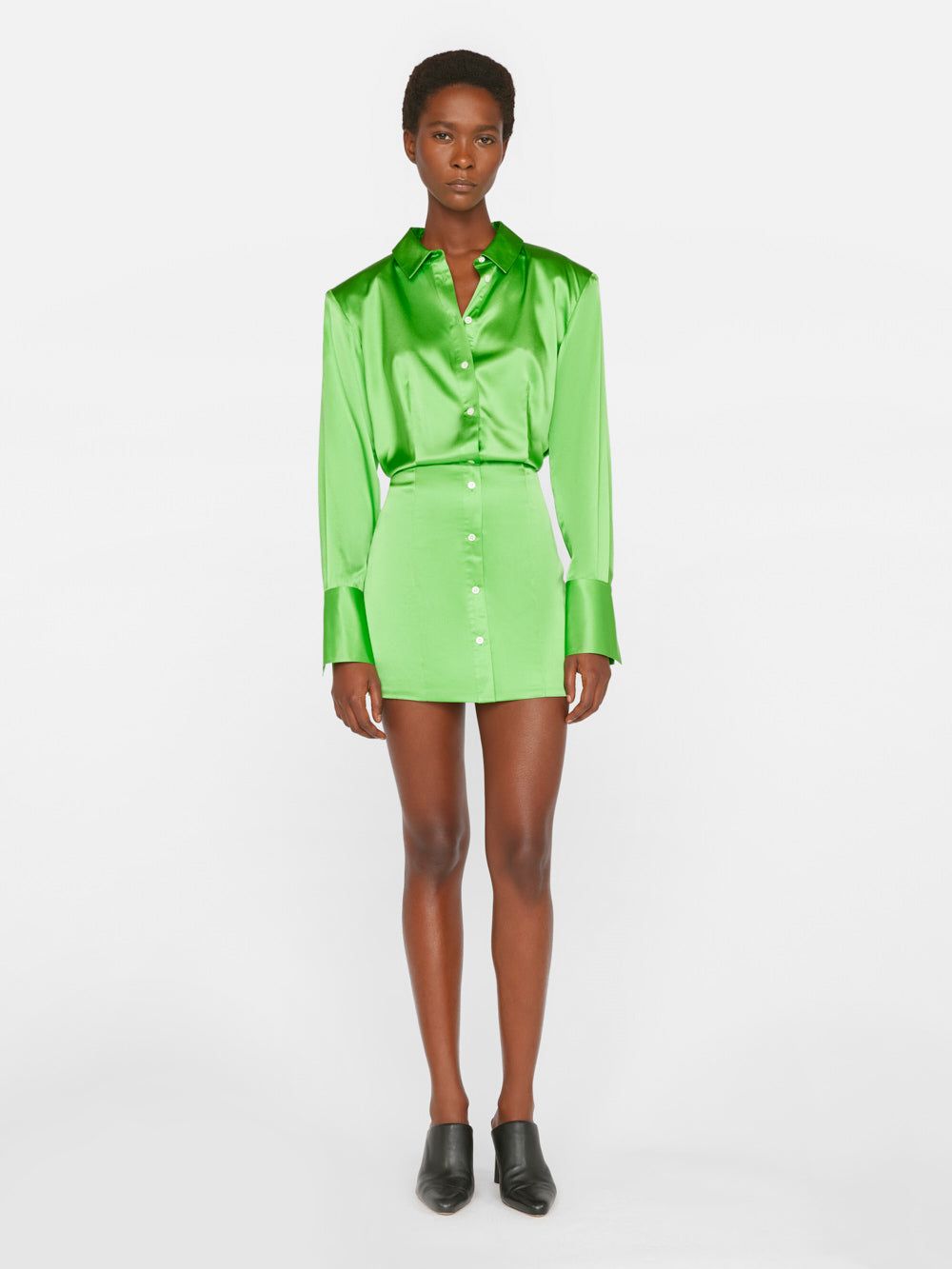 Strong Shoulder Mini Dress -- Bright Peridot sold by Frame Denim