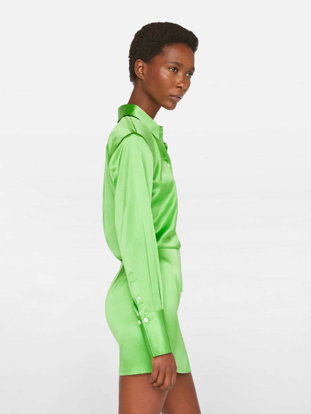 Strong Shoulder Mini Dress -- Bright Peridot sold by Frame Denim product image thumbnail 5