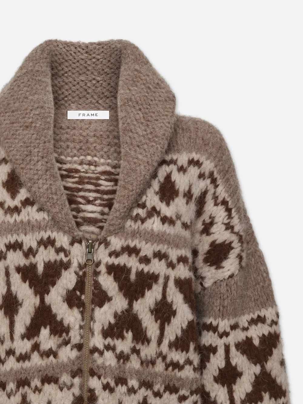 Zip Up Fairisle Sweater -- Oat Marl sold by Frame Denim product image thumbnail 3