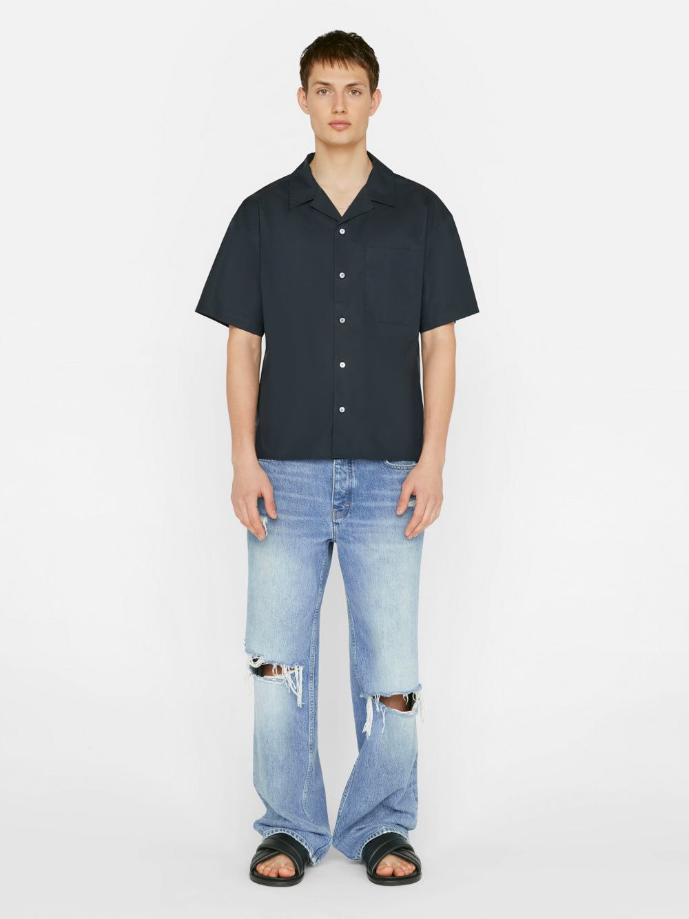 Soft Cotton Camp Collar Shirt -- Dark Navy sold by Frame Denim product image thumbnail 2