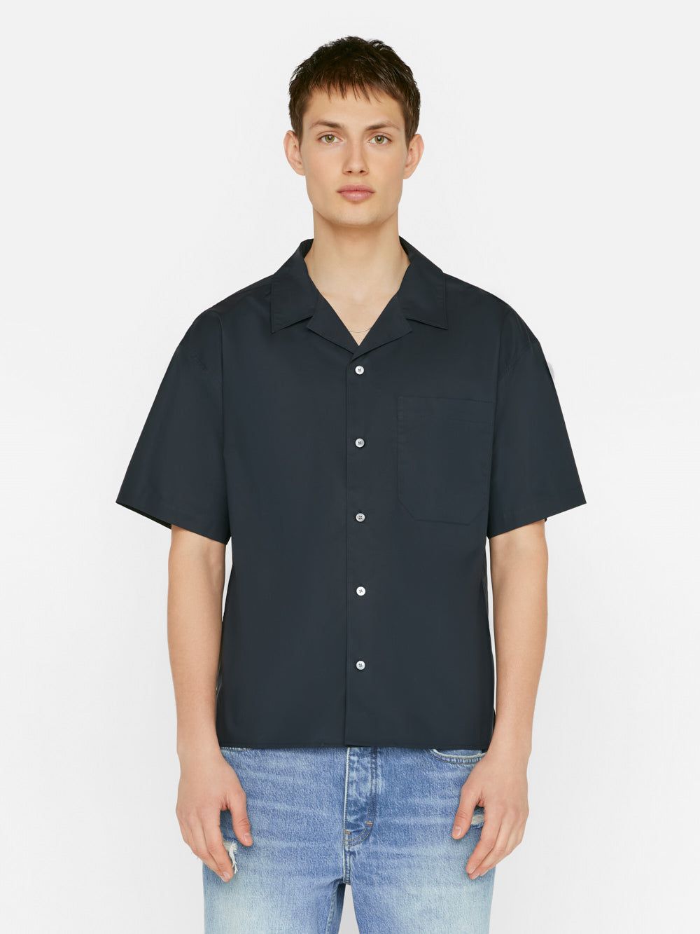 Soft Cotton Camp Collar Shirt -- Dark Navy sold by Frame Denim product image thumbnail 3
