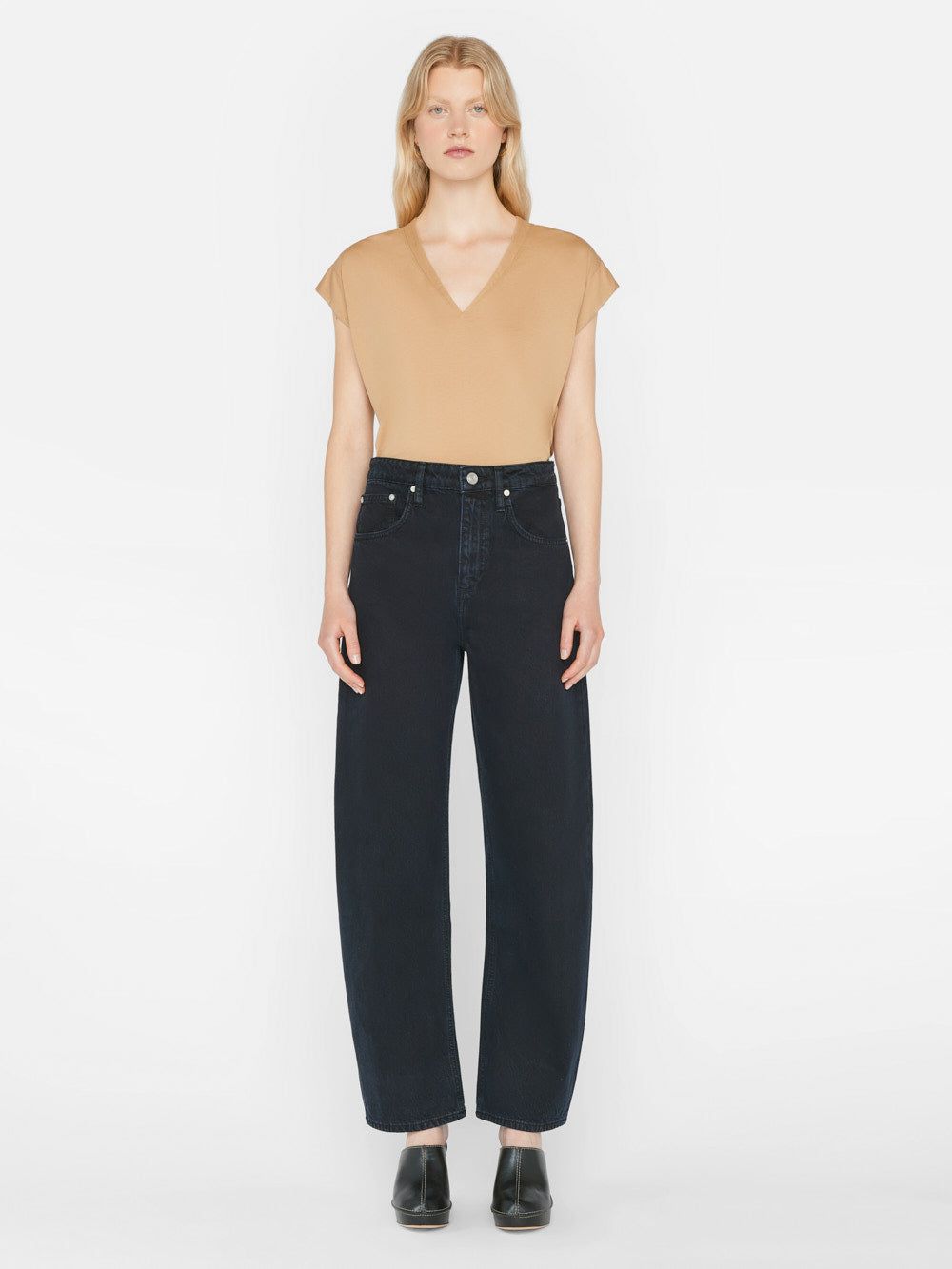 Le Mid Rise V-Neck Tee -- Light Camel sold by Frame Denim product image thumbnail 3