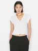 Le High Rise V Neck Tee -- Blanc sold by Frame Denim