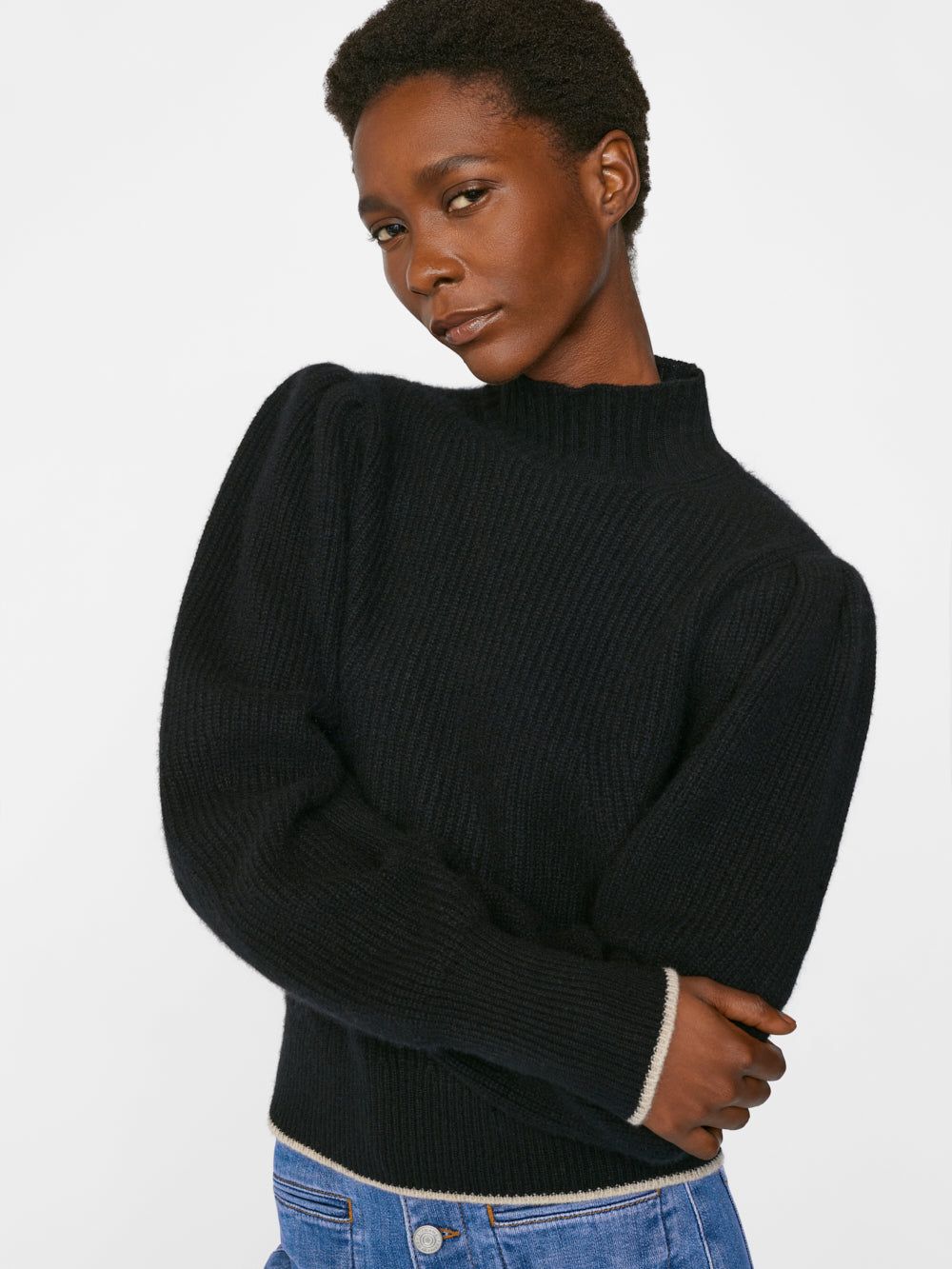 Tipped Cashmere Turtleneck -- Noir sold by Frame Denim product image thumbnail 5