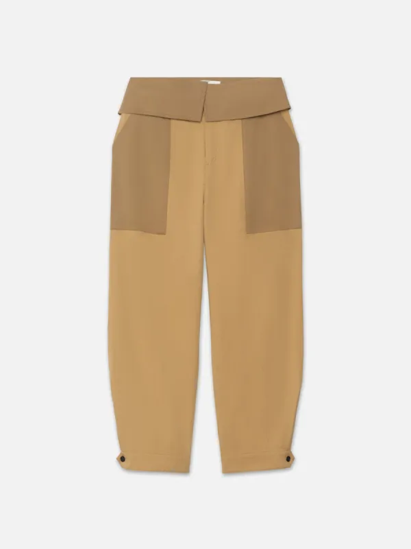 Foldover Trouser -- Light Tan Multi made by Frame Denim