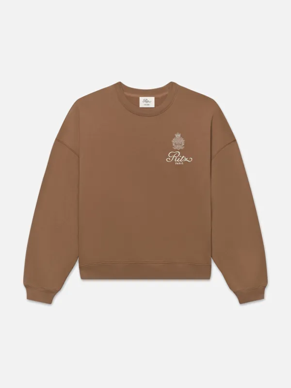 Ritz Unisex Breakfast In Bed Crewneck -- Camel made by Frame Denim
