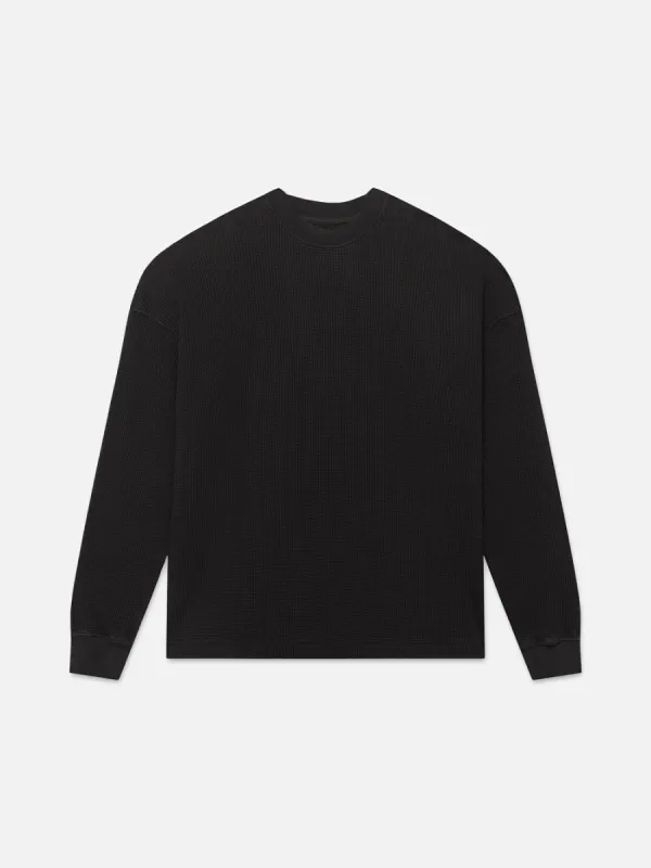 Waffle Textured Jersey Long Sleeve -- Washed Black sold by Frame Denim