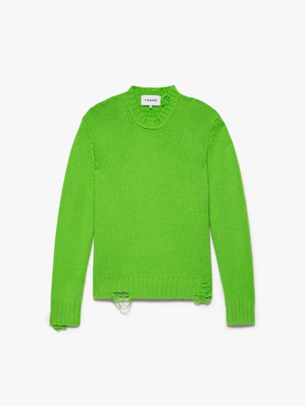 Destroyed Cashmere Sweater -- Neon Green sold by Frame Denim