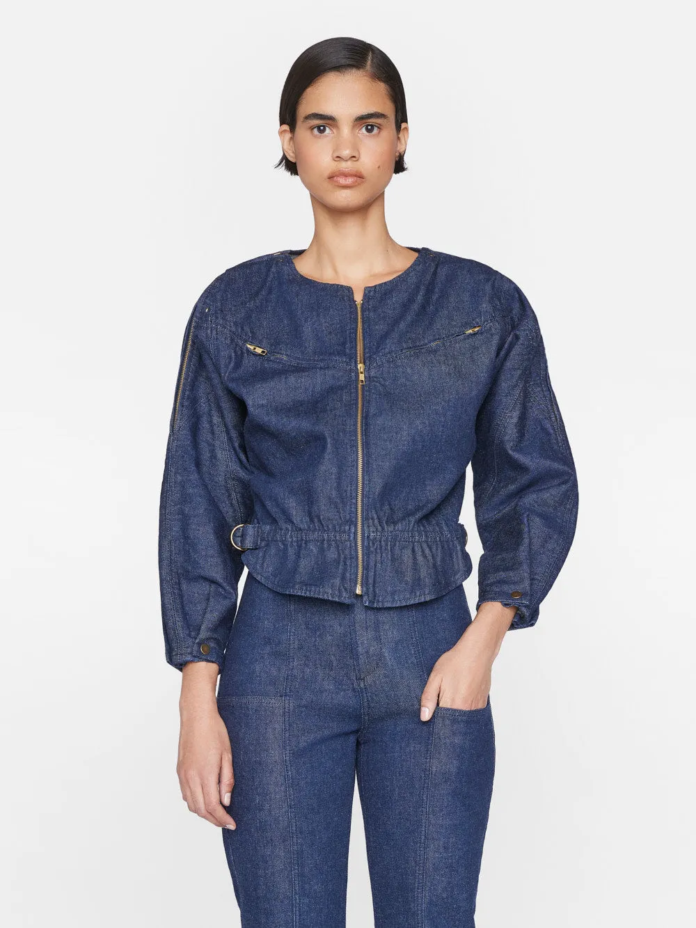 Slouchy Zip Up Jacket -- Rinse sold by Frame Denim product image thumbnail 2