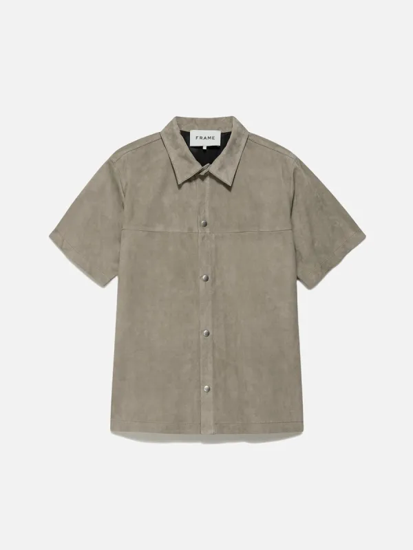 Short Sleeve Suede Shirt -- Sand Beige sold by Frame Denim