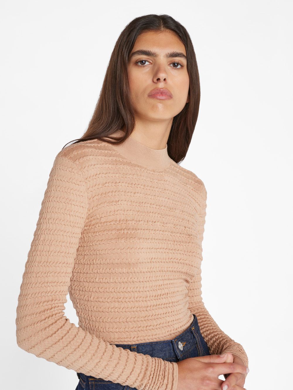 Smocked Mockneck Sweater -- Blush sold by Frame Denim product image thumbnail 4