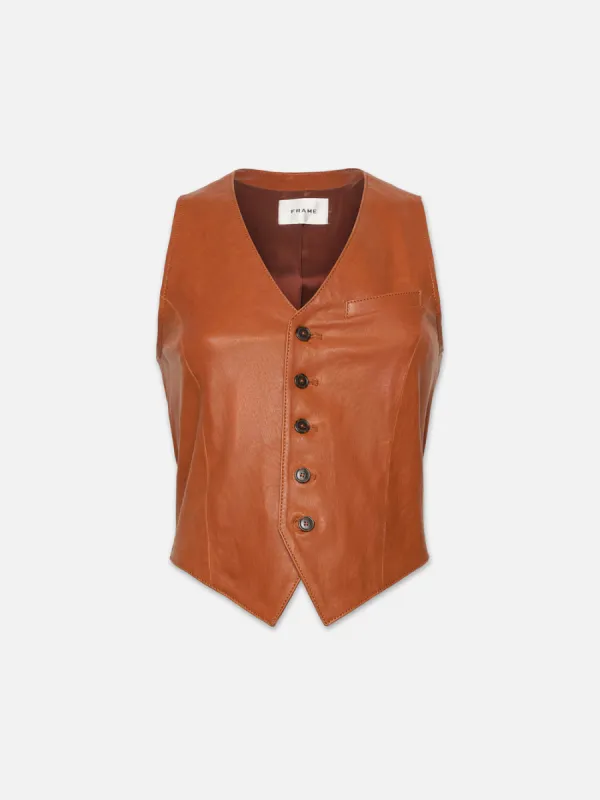 Button Up Leather Vest -- Light Whiskey sold by Frame Denim