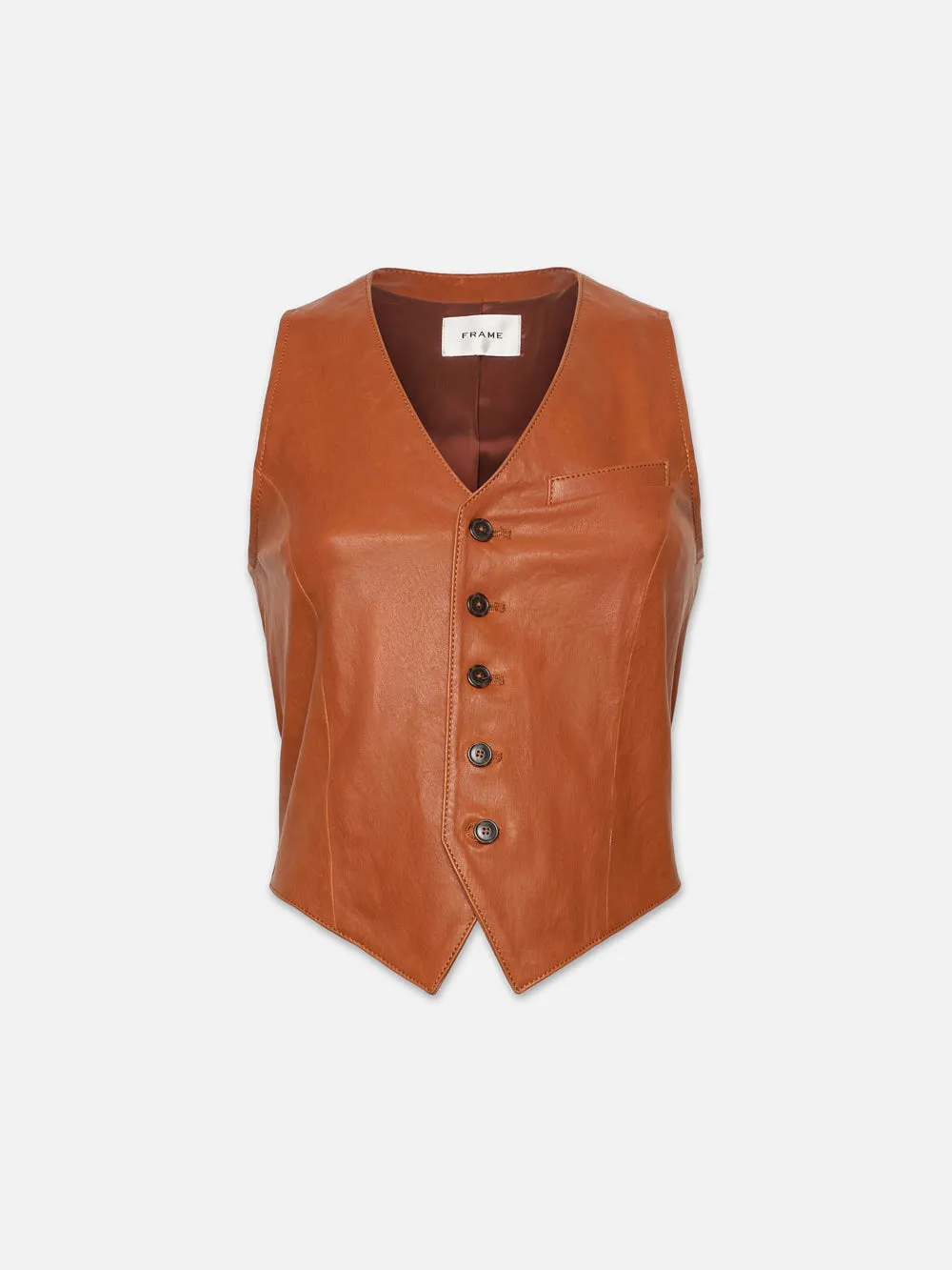 Button Up Leather Vest -- Light Whiskey sold by Frame Denim
