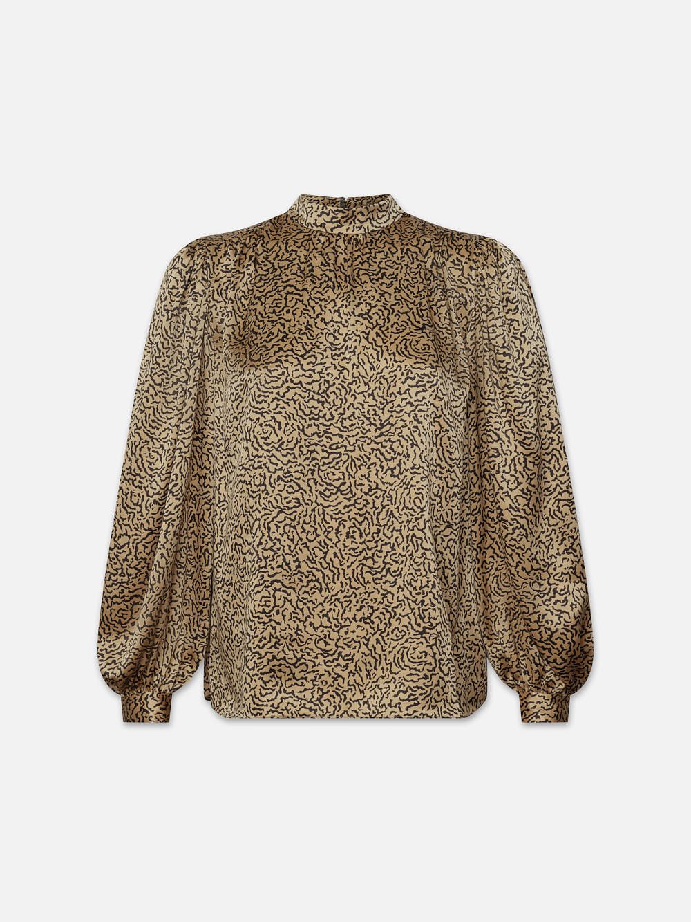 Shirred Mock Neck Blouse -- Beige Multi sold by Frame Denim