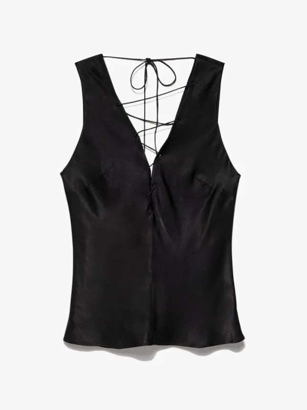 Lace Front Tank -- Noir sold by Frame Denim