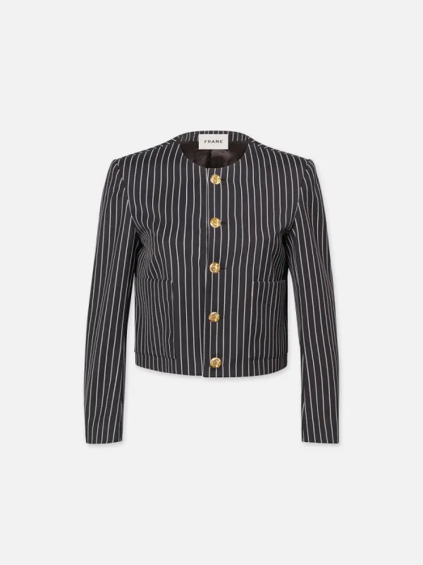 Button Front Jacket -- Dark Navy Multi sold by Frame Denim